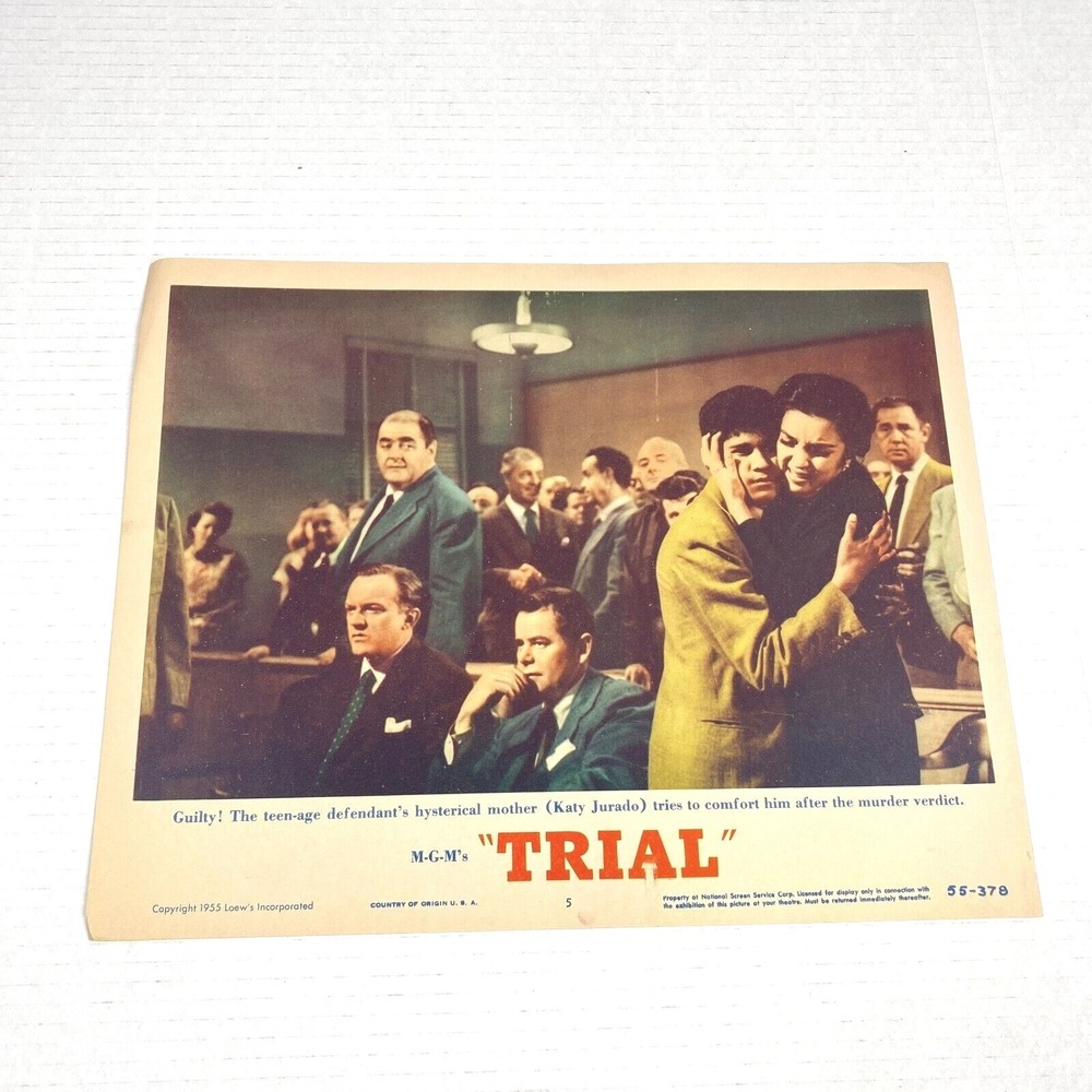 Trial 1955 Lobby Card Movie Poster  Glenn Ford Dorothy McGuire Mark Robson Drama